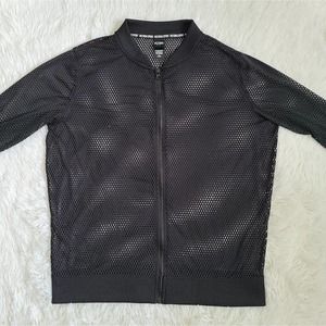 Victoria's Secret Sport Black Mesh Zip Up Jacket SZ M